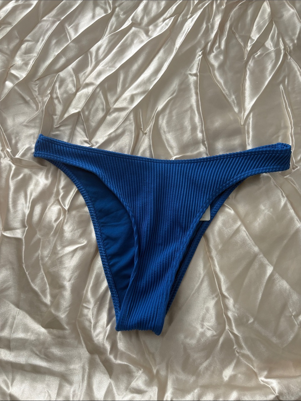 Hollister Ribbed High-Cut Bikini Bottom in Royal Blue